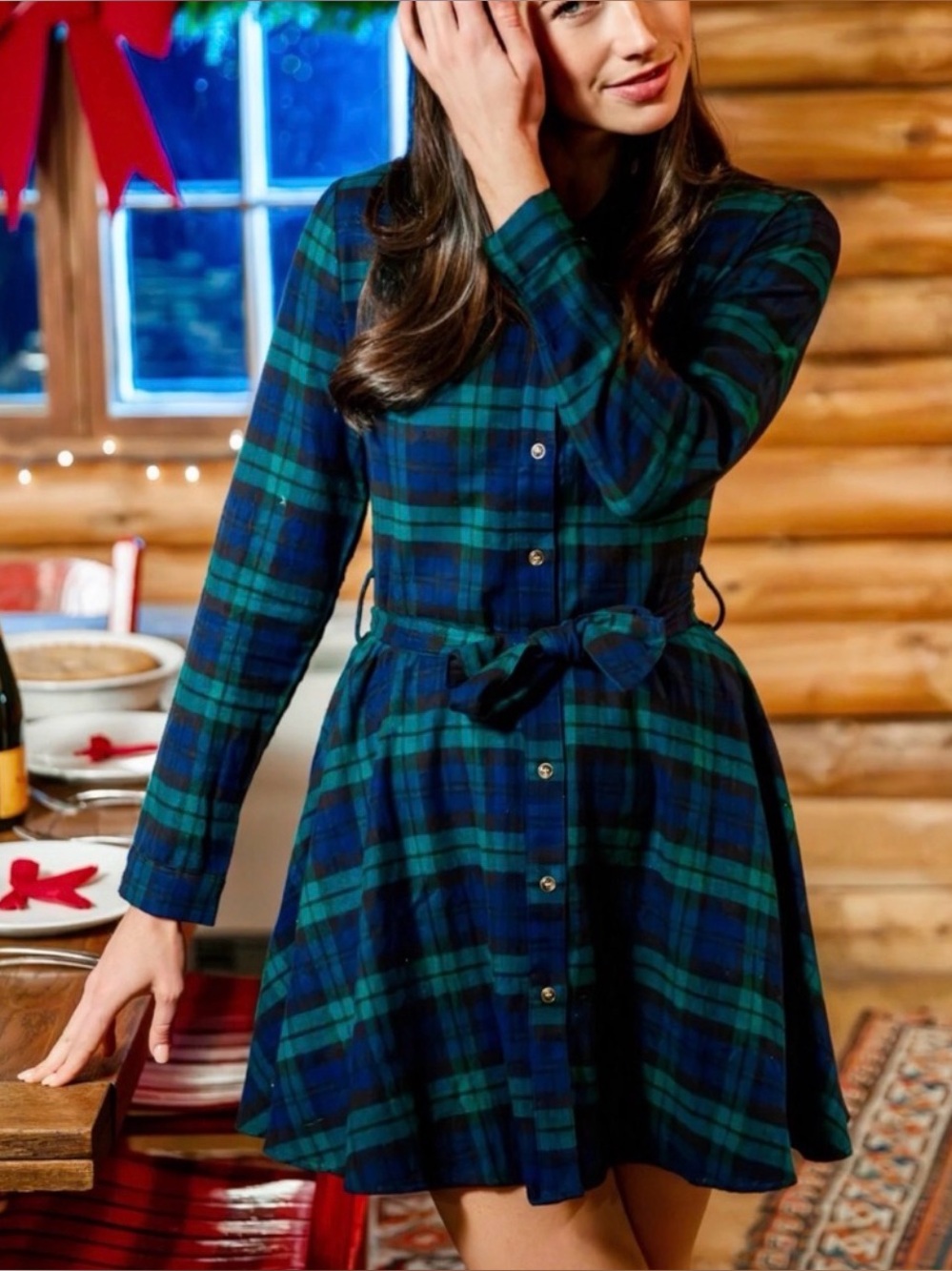 Kiel James Patrick under the Mistletoe Dress Blue & Green Plaid Flannel Shirt
